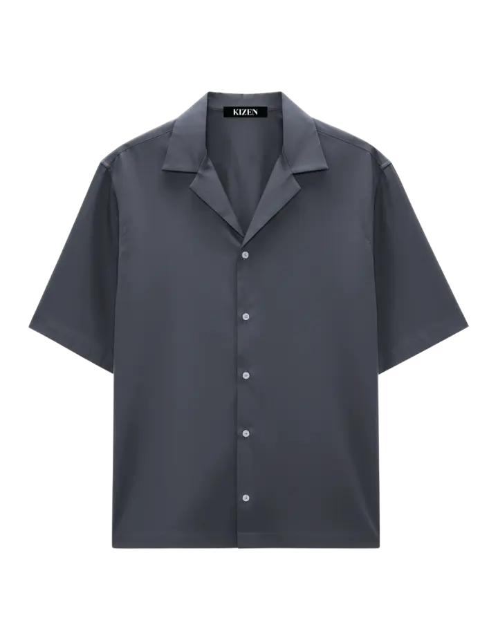 เสื้อเชิ้ตฮาวาย สีเทาชาร์โคล