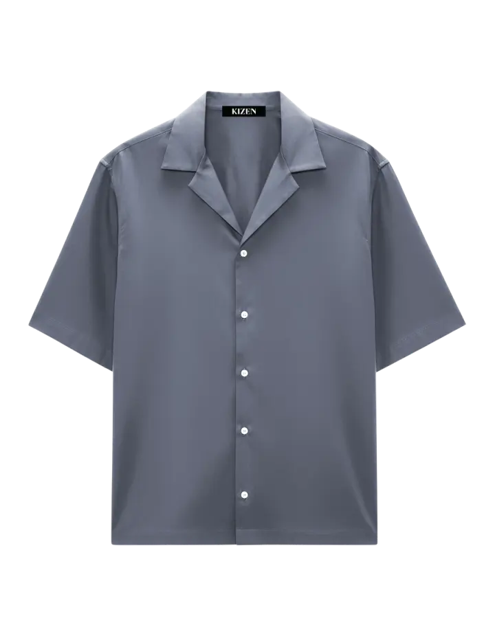 เสื้อเชิ้ตฮาวาย สีเทาเข้ม