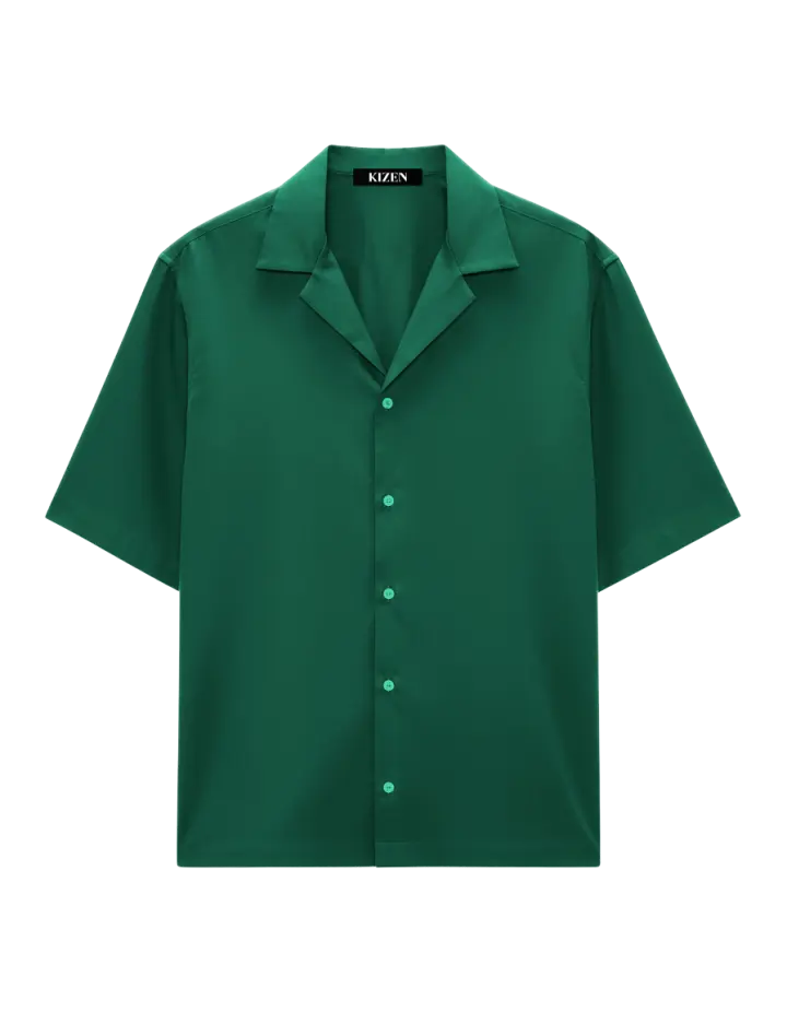 เสื้อเชิ้ตฮาวาย สีเขียวฟอเรสต์