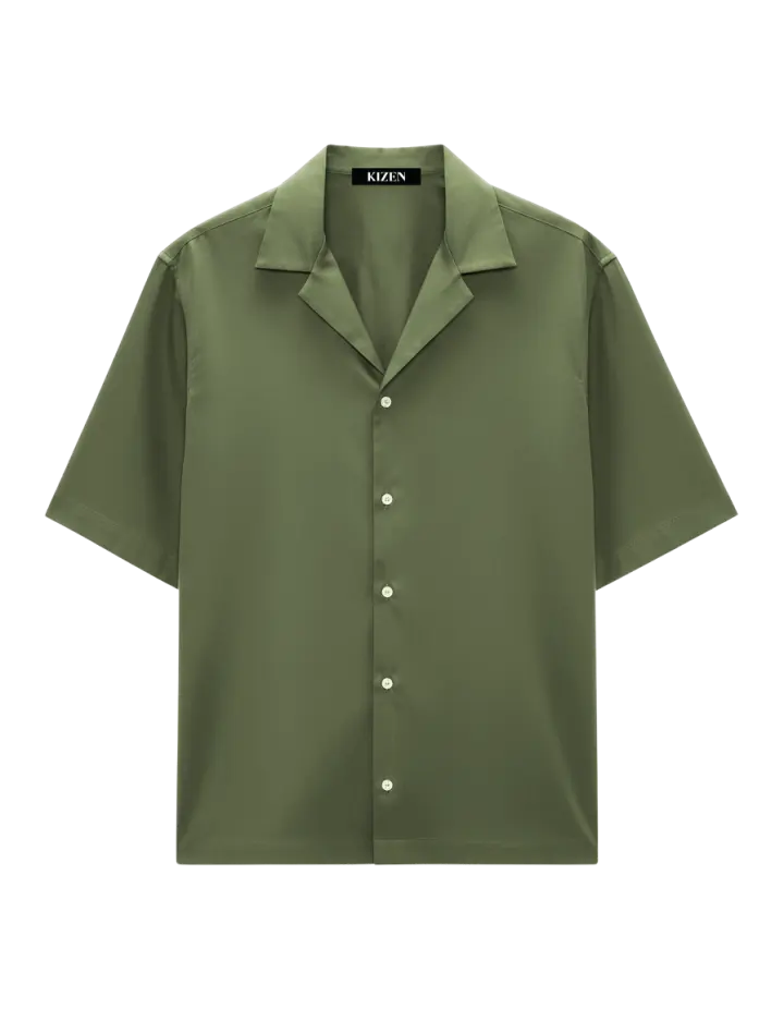 เสื้อเชิ้ตฮาวาย สีเขียววินเทจ