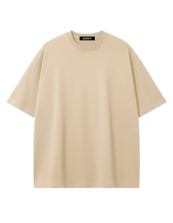 เสื้อยืดโอเวอร์ไซส์ สีเบจ