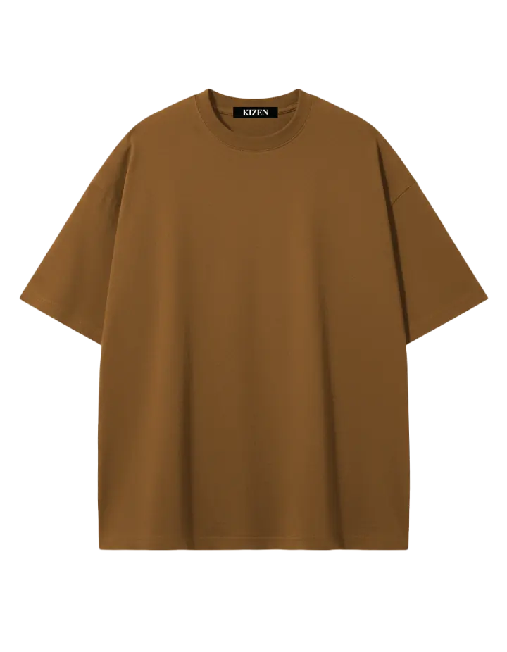 เสื้อยืดโอเวอร์ไซส์ สีน้ำตาลเข้ม