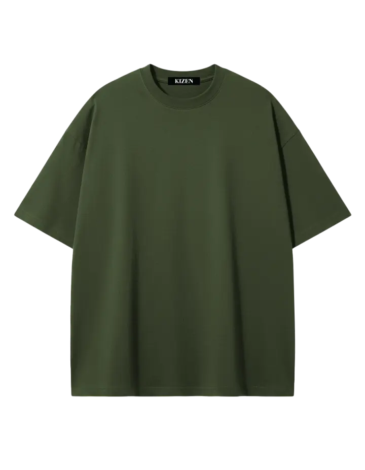 เสื้อยืดโอเวอร์ไซส์ สีเขียวขี้ม้า