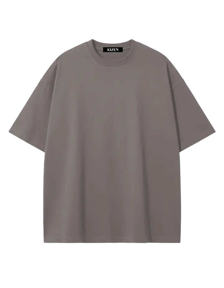 เสื้อยืดโอเวอร์ไซส์ สีเทาสโตน