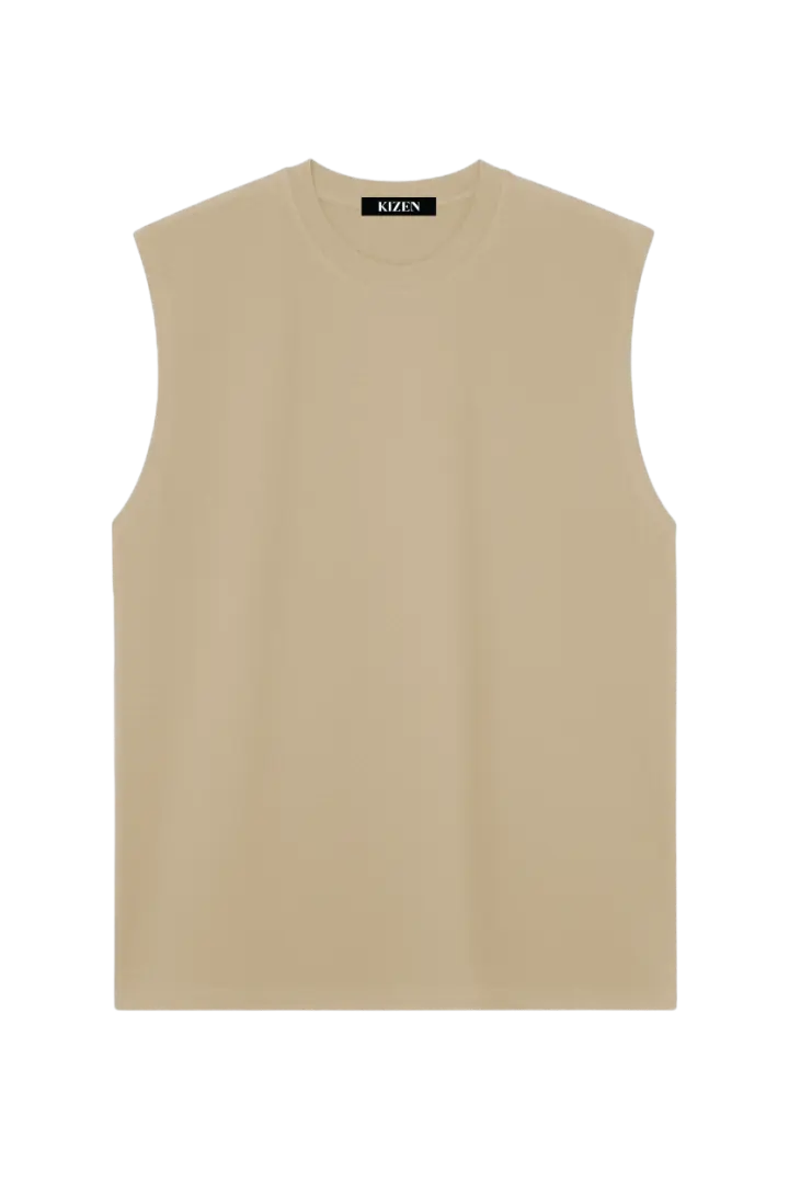 เสื้อแขนกุด สีเบจ
