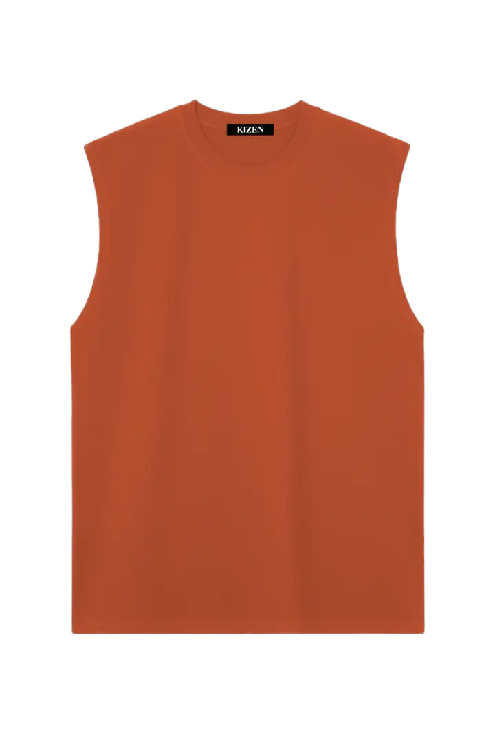 เสื้อแขนกุด สีส้มอิฐ