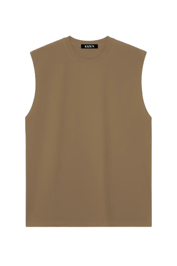 เสื้อแขนกุด สีน้ำตาล