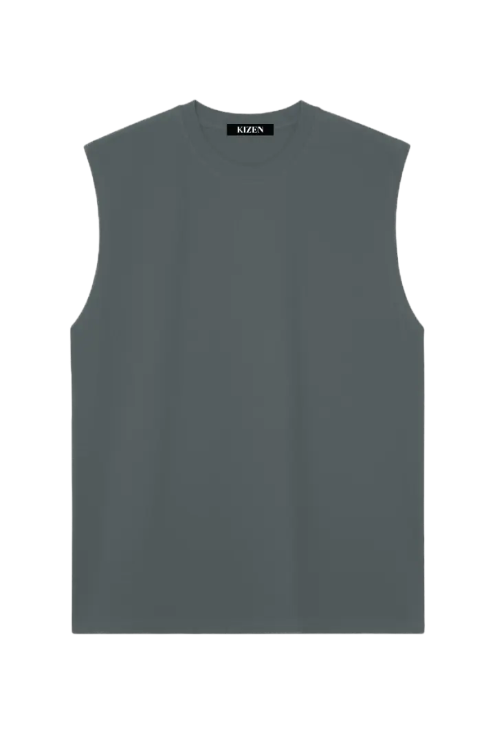 เสื้อแขนกุด สีเทาชาร์โคล