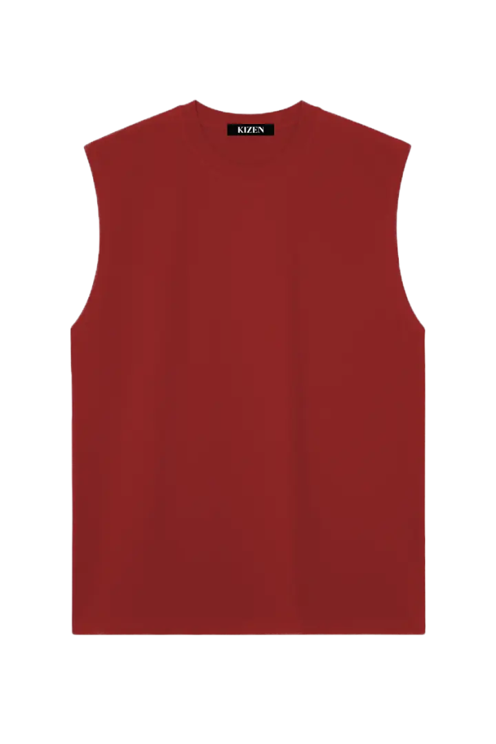 เสื้อแขนกุด สีแดงเลือดหมู