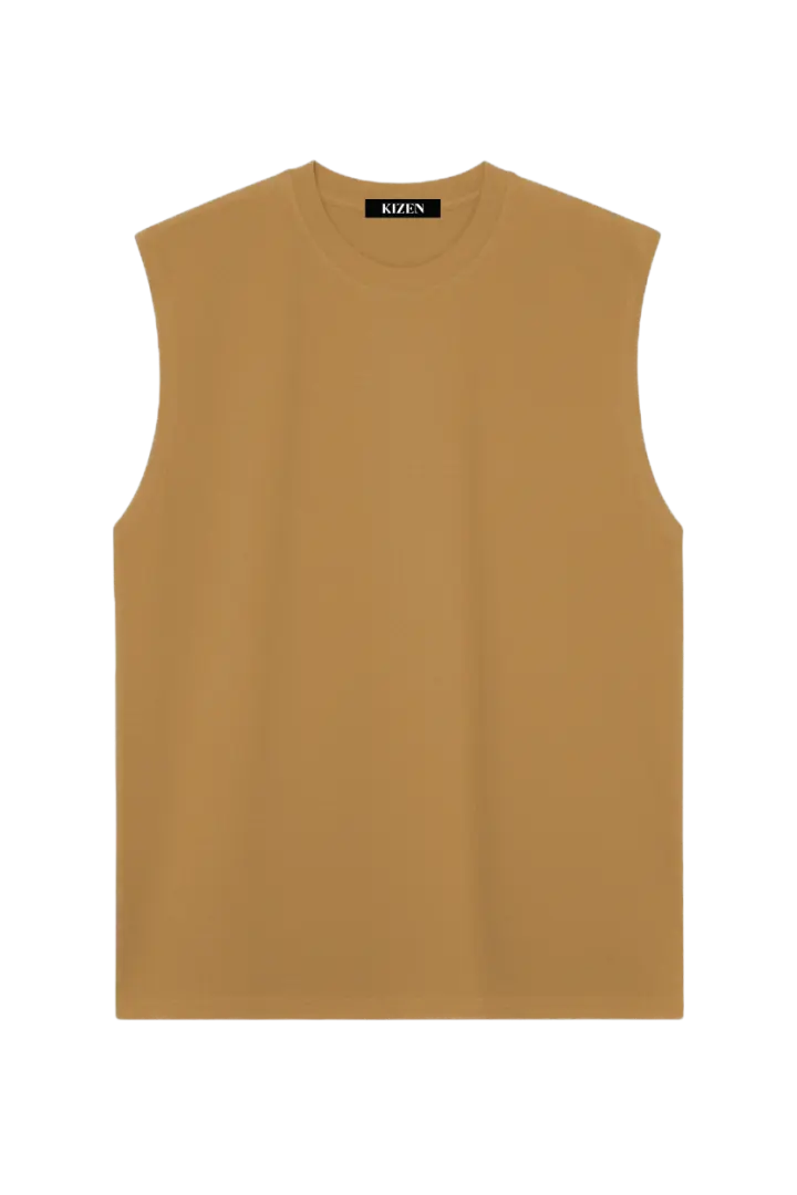 เสื้อแขนกุด สีชาเย็น