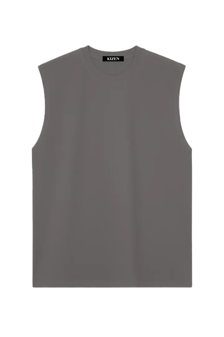 เสื้อแขนกุด สีเทาสโตน