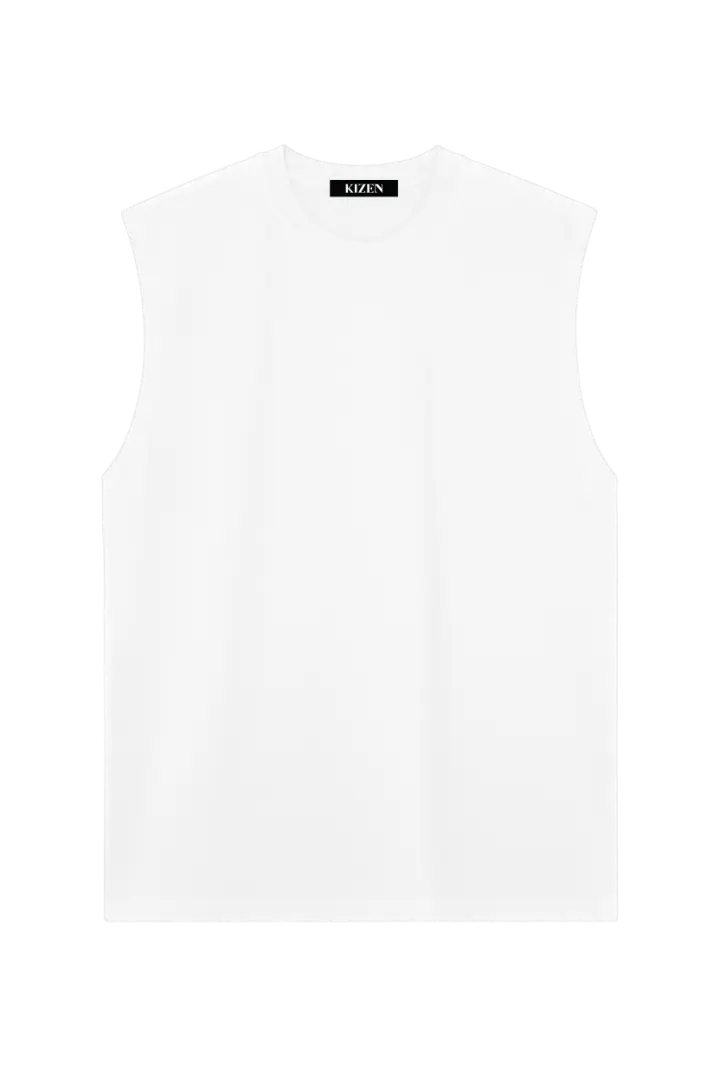 เสื้อแขนกุด สีขาว