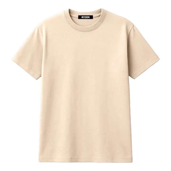 เสื้อยืดทรงปกติ สีเบจ