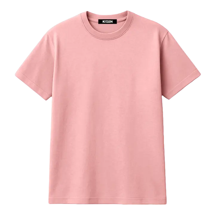 เสื้อยืดทรงปกติ สีชมพู