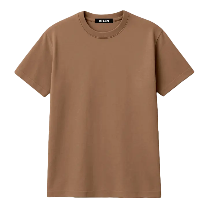 เสื้อยืดทรงปกติ สีน้ำตาลวินเทจ