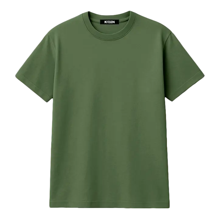เสื้อยืดทรงปกติ สีเขียววินเทจ